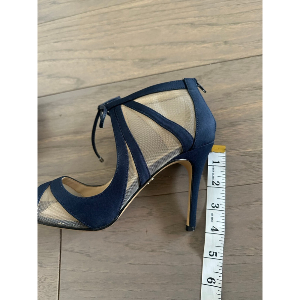 Nina Cherie Navy Mesh Peep Toe Heels Women's Size 7.5 - Picture 11 of 11